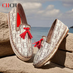Flat CHCH Women's Shoes New Comfortable Vacation Fabric Casual Shoes Hemp Bottom Non slip Walking Woman Shoes