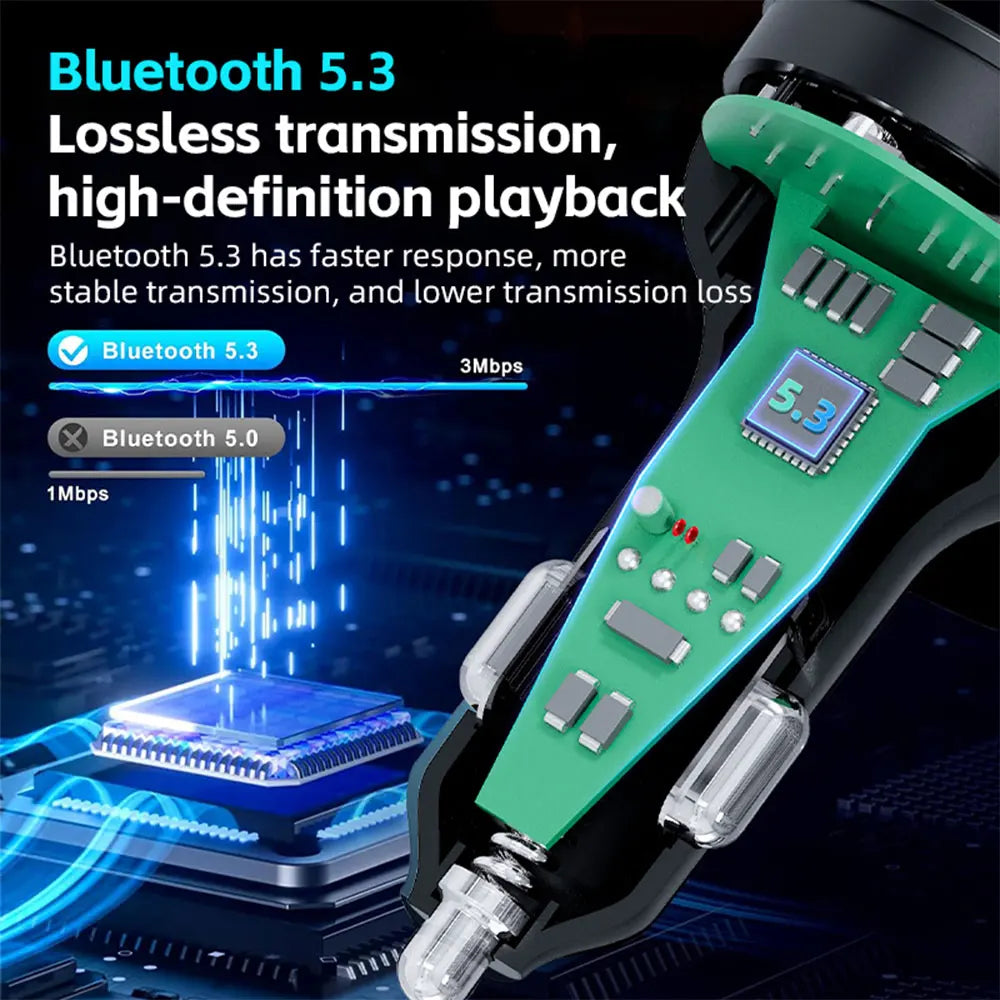 Car FM Transmitter Bluetooth 5.3 Handsfree Wireless Car Kit USB C Car Charger Auto Radio Fm Modulator Mp3 Player Adapter