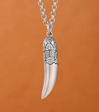 Creative 925 Silver Ethnic Style glossy Necklace Keel chains Banquet faceted wolf tooth Pendant for Men's Retro Jewelry