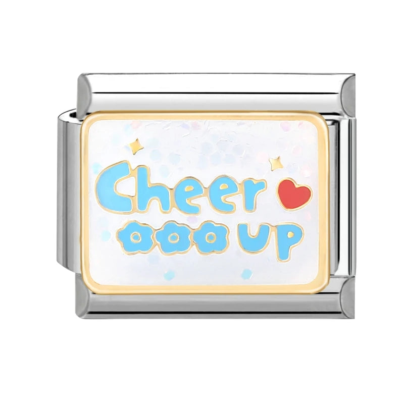 Y2K Charm Cherry Blessings Skirt Balloon Italian Charm Links Fit 9mm Bracelet Stainless Steel DIY Jewelry Making Birthday Gift