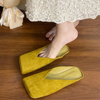 Flats Women Square Toe Slippers Designer Shallow Mule Shoes 2025 Summer New Casual Shoes Fad Brand Walking Soft Femme Chaussures