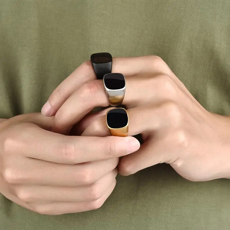 Jiayiqi Men's Ring Punk Rock Frosted 316L Stainless Steel Signet Ring For Men Hip Hop Party Jewelry Male Wedding Ring size 7-13