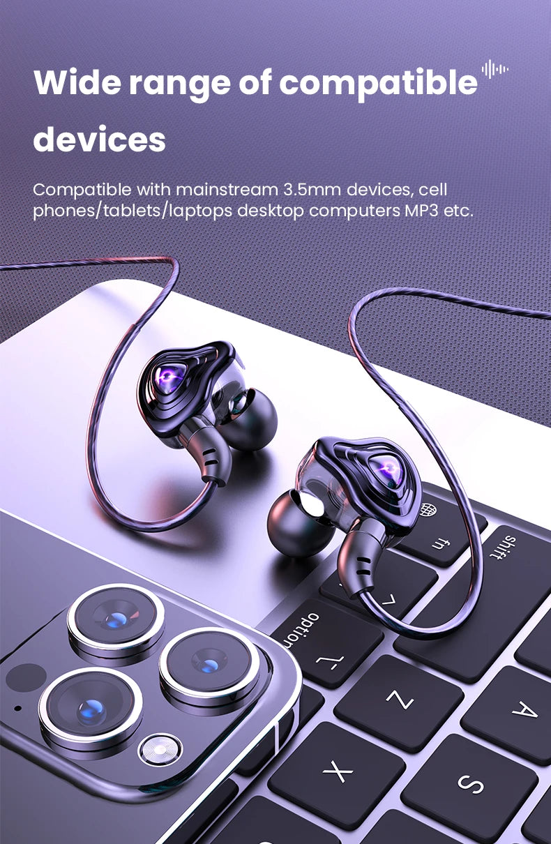 In-Ear Earbuds High Quality Headset 2 Color Optional Built-In Microphone In-Ear Wired Earphone for Phone Computer Headphone