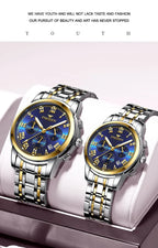 BINBOND 2pcs/Set Couple Watches Fashion Casual Men Ladies for Quartz Watch Lover Waterproof Stainless Steel Watch Valentine Gift
