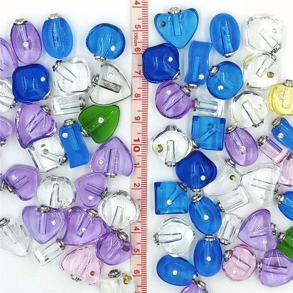 50pieces/lot mixed shape color Crystal Vials perfume pendant Rhinestone vial pendants handmade jewelry name or rice art