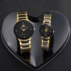Couple wrist watch set, men's and women's quartz watch with steel strip, couple's watch set