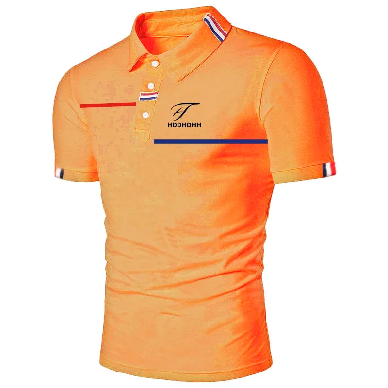 Men's new short sleeved polo shirt with a collar, fashionable and casual