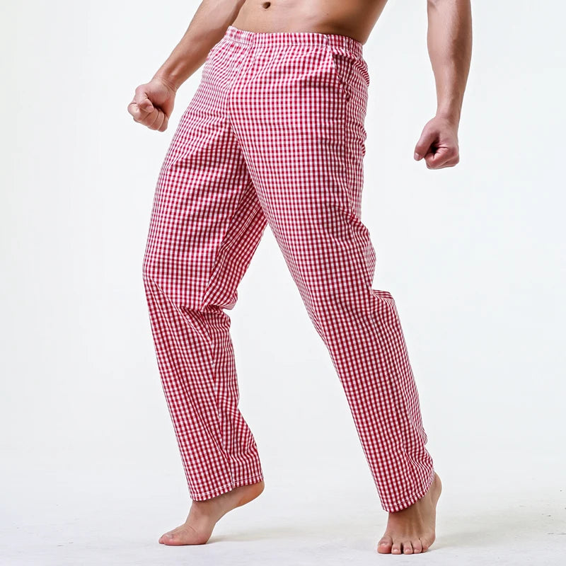 Pajama Pants Men's Pants Pure Cotton Home Pants Thin Summer Loose Plaid Cotton Home Pants Spring & Fall Air-Conditioned Pants