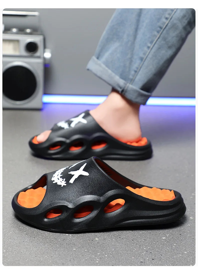 Men Fashion Massage Slippers Indoor/Outdoor Sandals Beach Flip Flop Thick Sole Male Slides Summer Non-Slip Men Shower Slippers