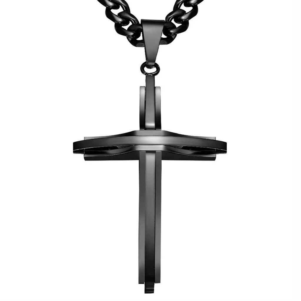 Vintage Cross Pendant Necklace Punk New Design Classic 316L Stainless Steel Curb Chain Men Women Necklace Jewelry