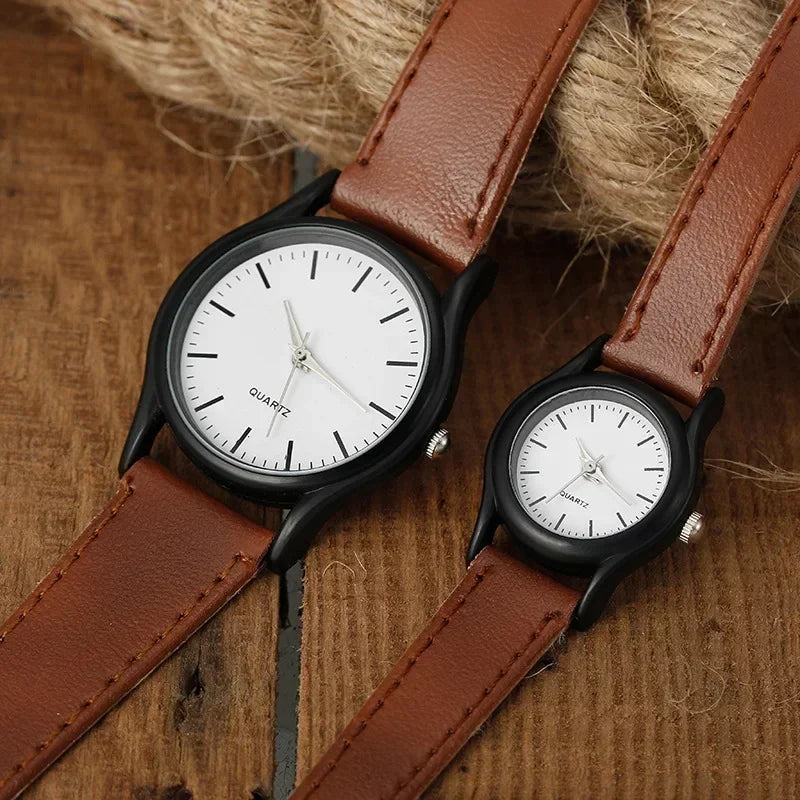 Couples Watches Leather Strap Minimalist Fashion Quartz Wristwatches Multiple Colors for Loved Ones Gift Parejas Reloj