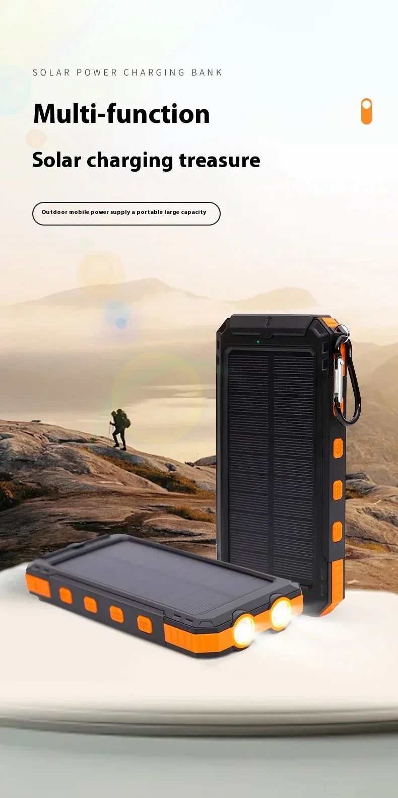 Solar Power Bank 20000mah Large Capacity Portable Charger Compatible with IOS Android USB-A and USB-C Fast Charging Powerbank
