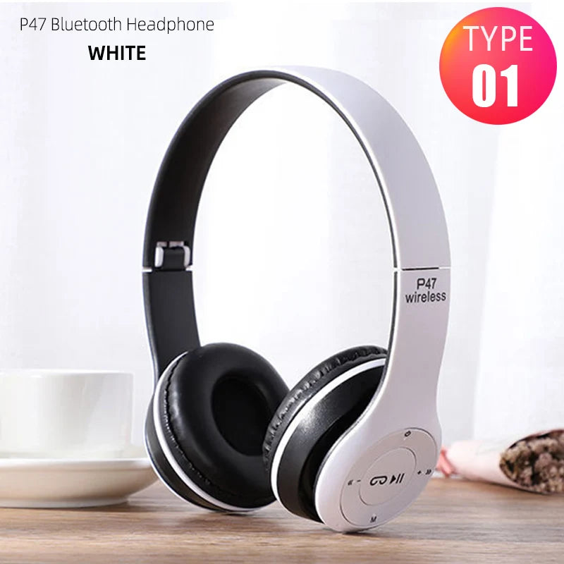 Handsfree Wireless Headphones Noise Canceling Headphone memory Card Earphone P47 headset Bluetooth Head Phone for iPhone Huawei