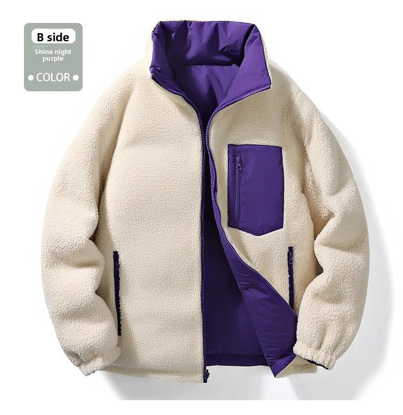 Winter Cotton Coat for Men - New Style, Lamb Hair Padded Cotton Coat, Double-sided Wear, Loose and Warm Cotton Jacket for Women