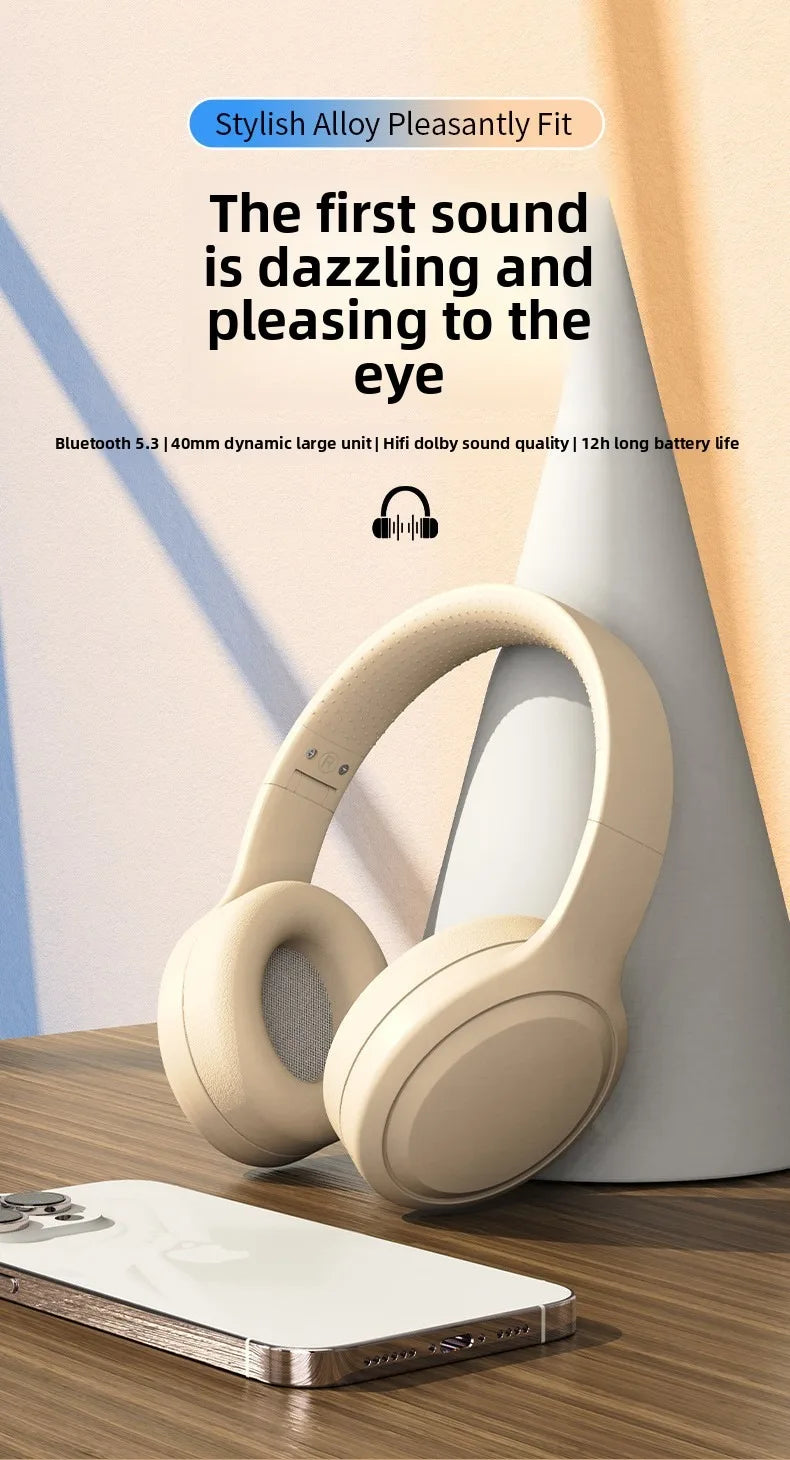 Wireless Bluetooth Headphones Over Ear HIFI Stereo Headsets Noise Reduction Sports Gaming Earphones Music Player with Mic gifts