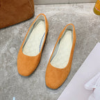 Woman Flats Casual Round Toe Cute Flats Flock Mocasines Ballerina Church Flats Female Suede Elegant Soft Sole Mom Shoes
