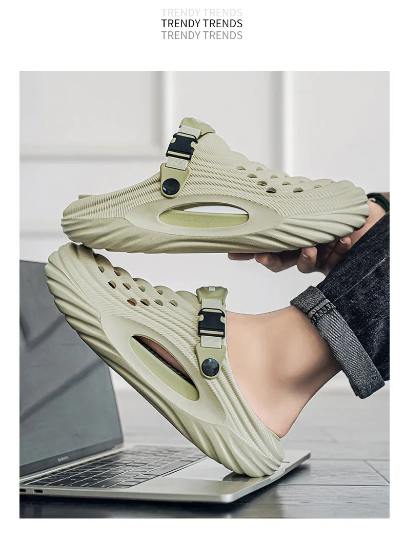 New Men Massage Slippers Slides Indoor Outdoor Sandals Beach Casual Shoes Comfortable Sole Men's Slippers