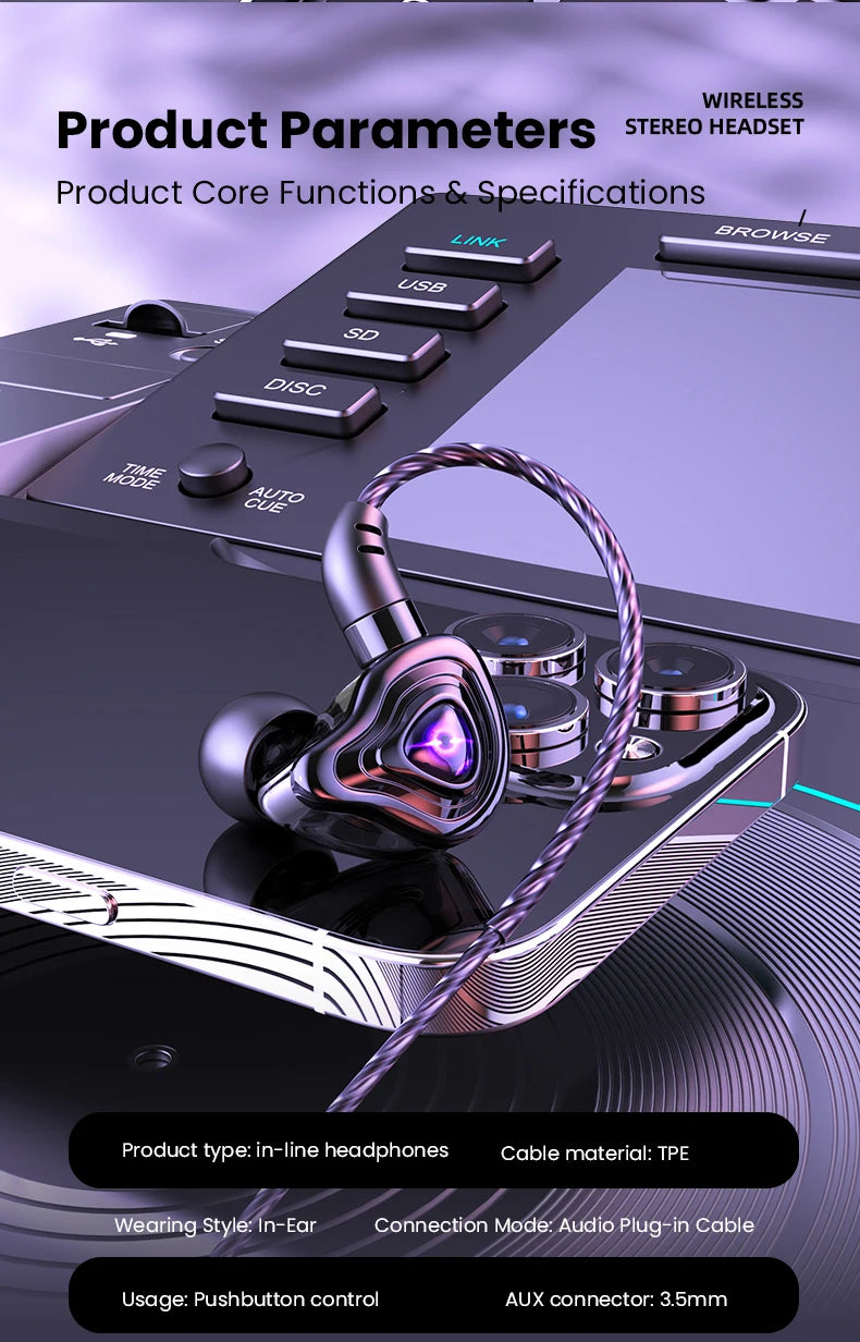 In-Ear Earbuds High Quality Headset 2 Color Optional Built-In Microphone In-Ear Wired Earphone for Phone Computer Headphone