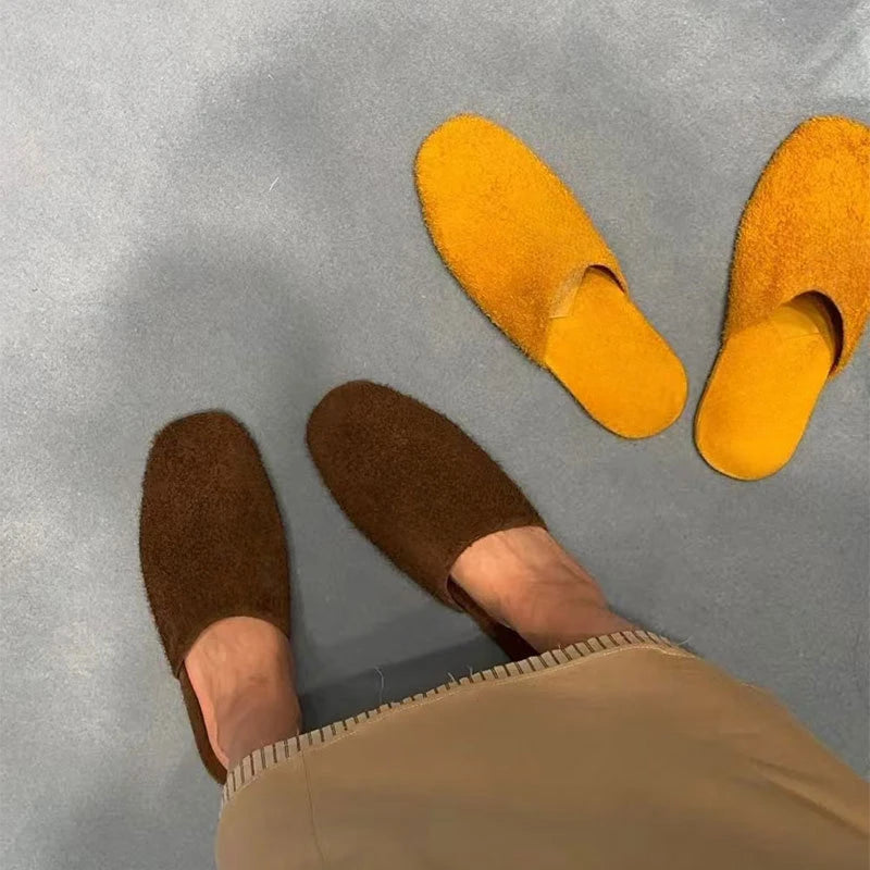 Women's Sandals Summer 2025 Small Yellow Drag One Kick Sandals Woman Luxury Fashionable Casual Flat Women's Home Slippers Shoes