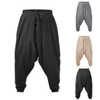 Harem Pants for Men Cotton Linen Drop Crotch Cozy Streetwear Loose Fit Breathable Lightweight Long Pants Male Joggers