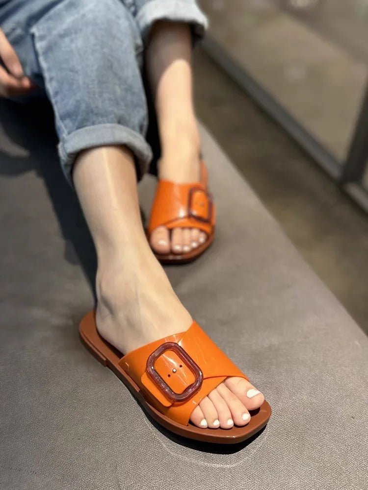 Women Sandals 2025 Spring Melissa Woman Slingback Shoes Fashion Ladies High Heels Elegant Med Heel Pointed Toe Slip on Sandal