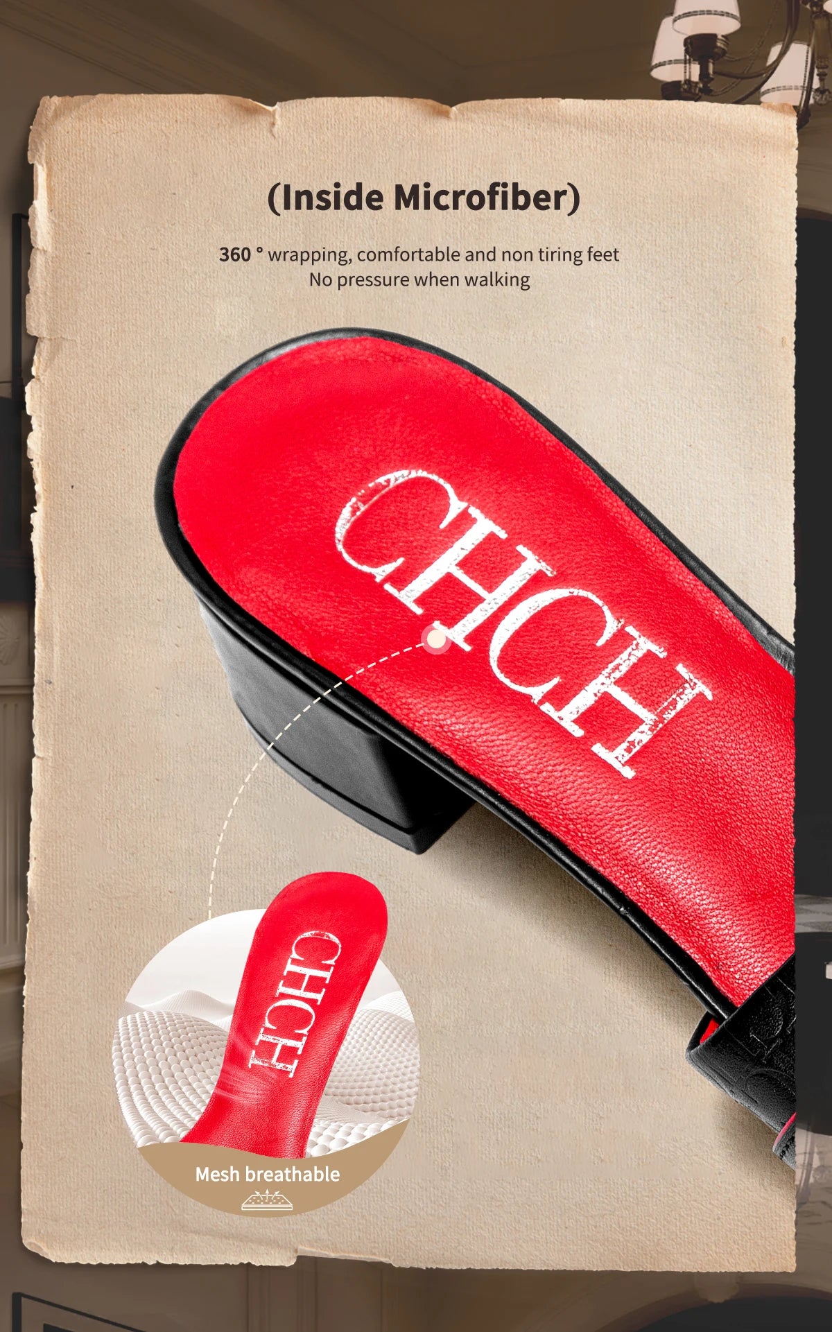 Women's Slippers 2025 Luxury Brand New Retro Design Mid Heel Red Black Slippers Casual Shoes