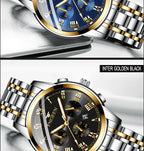 BINBOND 2pcs/Set Couple Watches Fashion Casual Men Ladies for Quartz Watch Lover Waterproof Stainless Steel Watch Valentine Gift