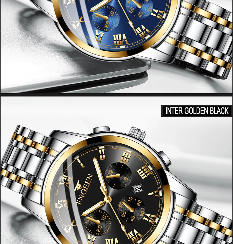 BINBOND 2pcs/Set Couple Watches Fashion Casual Men Ladies for Quartz Watch Lover Waterproof Stainless Steel Watch Valentine Gift