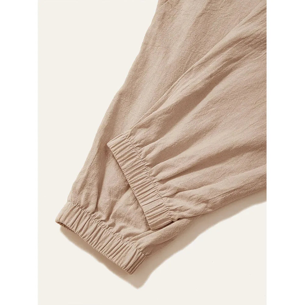 Harem Pants for Men Cotton Linen Drop Crotch Cozy Streetwear Loose Fit Breathable Lightweight Long Pants Male Joggers