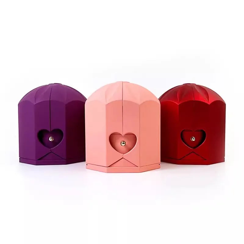 Christmas Custom Name Heart Necklace Creative Castle Double Door Jewelry Box Eternal Rose for Girl Wife Valentine's Day Gifts