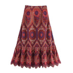 Women Embroidery Hollow Out Suit 2025 Summer Casual Chic O-Neck Fashion Sleeveless Top Long Skirt Fashion Suit