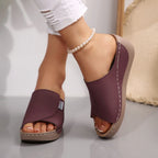 Women Wedge Slippers Summer 2025 New Fashion Slippers Open Toe Breathable Sandals Comfortable Buckle Woman Shoes Slides Women