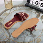 Women's slippers 2025 new summer wear casual hollow fashion Joker slippers square sandals light flat bottomed drag