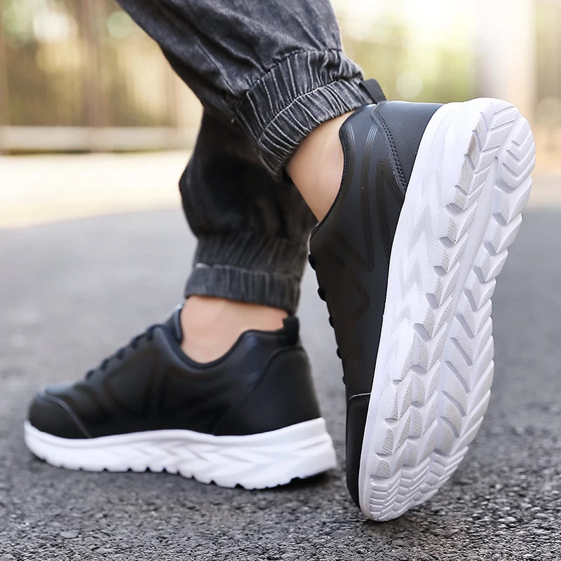 Men's Shoes Summer Men Sneakers Comfortable Classic Casual Flat Shoes Outdoor Walking Sport Black Shoe Man PU Leather Masculino