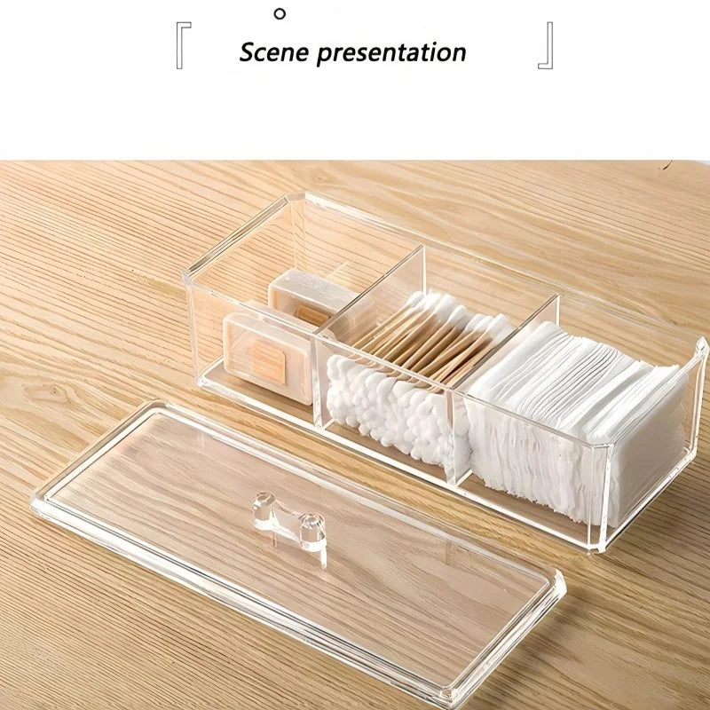 1pc Cosmetics Storage Box, Minimalist Clear 3 Grids Cosmetics Container For Home, For  Bathroom Collection, Bedroom Collection,