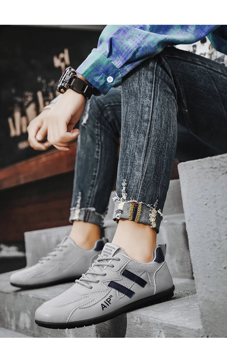 Mens Shoes 2025 New Casual Flats Man's Spring Driving Flats Breathable Sport Fashion Sneakers Lightweight Loafers for Male