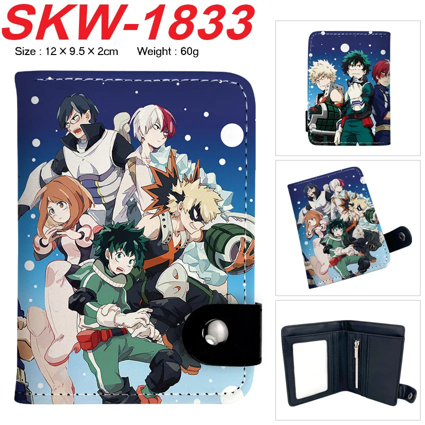 new My Hero Academia Cartoon Anime Short Wallet Vertical style with buttons can hold coins
