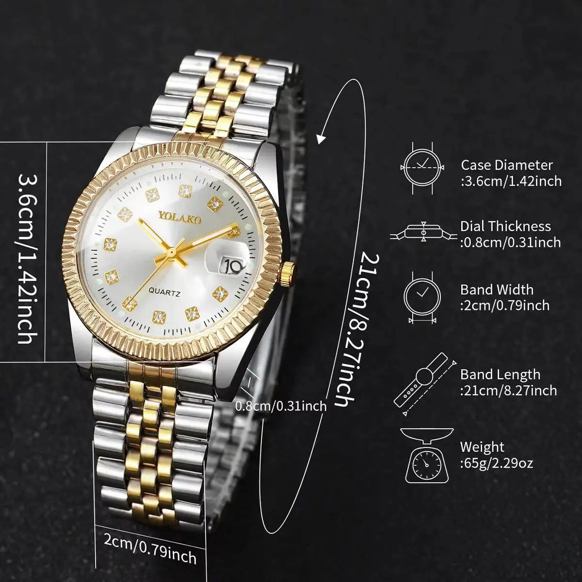 2PCS/Set Couple Watches Luxury Men Business Watch Women Calendar Quartz Wristwatch Reloj Hombre Mujer（Without Box）