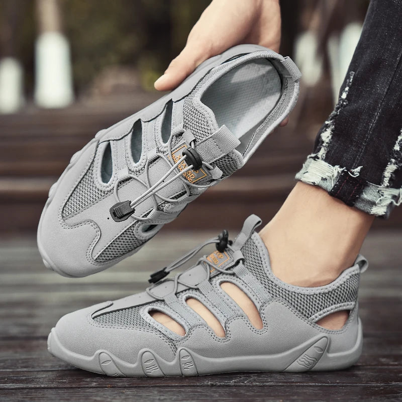 Men's Summer Sandals, Breathable and Comfortable, Cut Out Slip-On Driving Shoes, Walking Shoes, River Tracing Shoes, Wading Shoes, Beach Shoes, Suitable for Outdoor Use