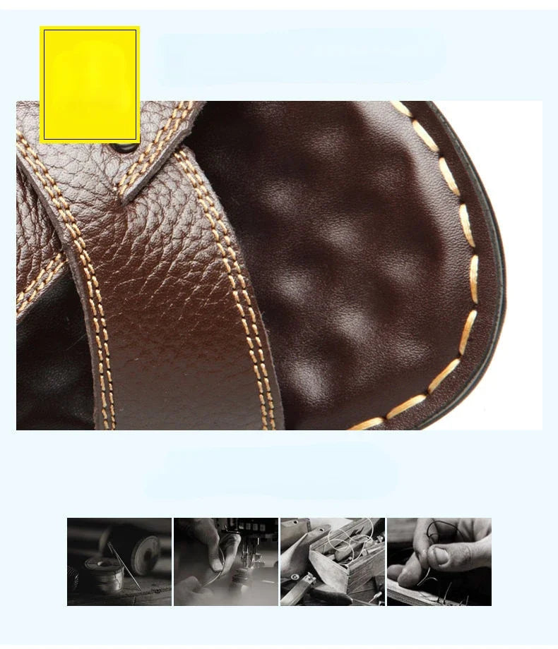 Men's Leather Summer Sandals 2025 Non-slip Thick-soled Comfort Soft Outdoor Beach Slippers