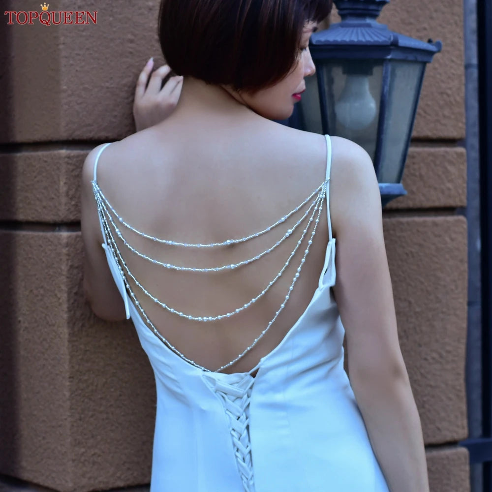 TOPQUEEN SG04 Jewelry Bride Wedding Accessories Crystal Tassel Pendant Necklace Women's Bolero Shawl Dress Shoulder Decoration