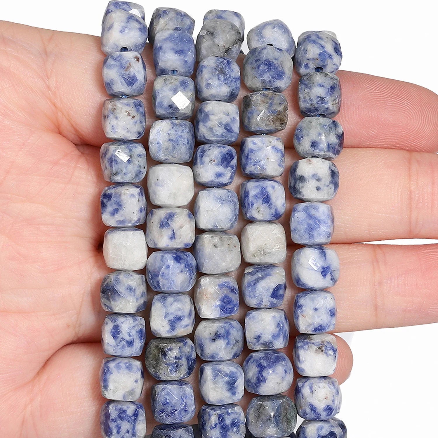 7-8mm Faceted Cube Beads Tourmaline Picture Jasper Agate Turquoise Amethyst Stone Beads for Jewelry Making Diy Accessories