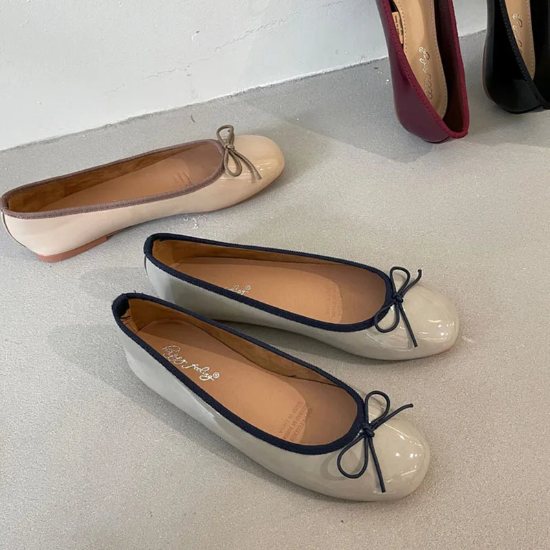 Shallow Female Soft Round Toe Ladies Flats With Shoes Slides Footwear Fashion Butterfly-Knot Women Ballet Flats Dance Shoes