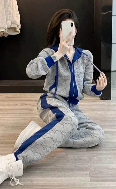 Pant Sets for Women 2 Pieces Tracksuit Spring Autumn Trousers Woman Color Matching Sport Sweatshirt Wholesale Bulk Aesthetic D