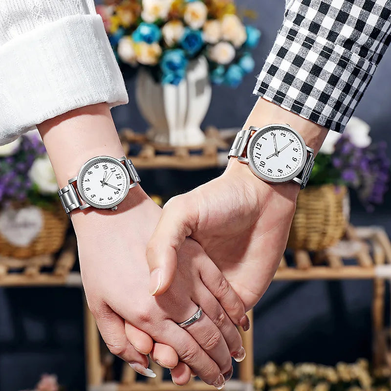 2PCS Couple's Watches Men Business Watch Fashion Analog Women Quartz Watch (Without Box)