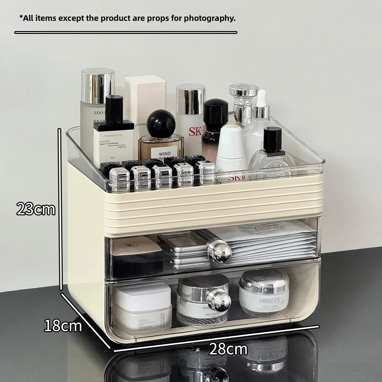 Transparent Cosmetic Storage Box Desktop High-End Dustproof Cover Carents eup Skincare Lipsti Organizer Box