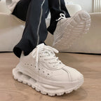 Sports shoes for men casual leather shoes street fashion brand design shock absorption soft sole height increasing dad shoes