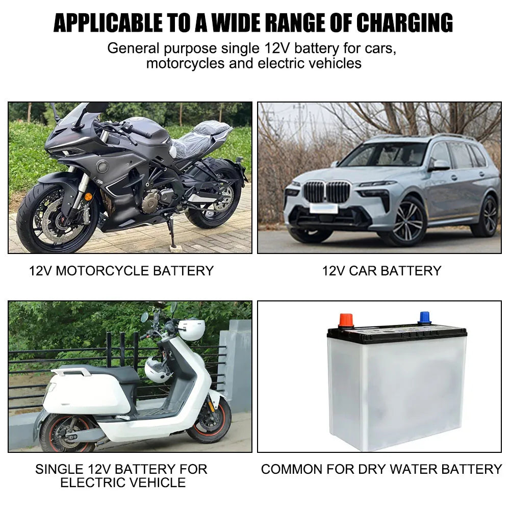 2A Intelligent Fast Power Charging 3 Stages Lead Acid AGM GEL Battery-chargers Car Accessories Car Battery Charger