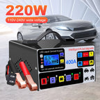 400A Car Battery Charger 220W Heavy Duty Smart Battery Charger 12V/24V Battery High Power Fast Charger Self-Stop Battery Charger