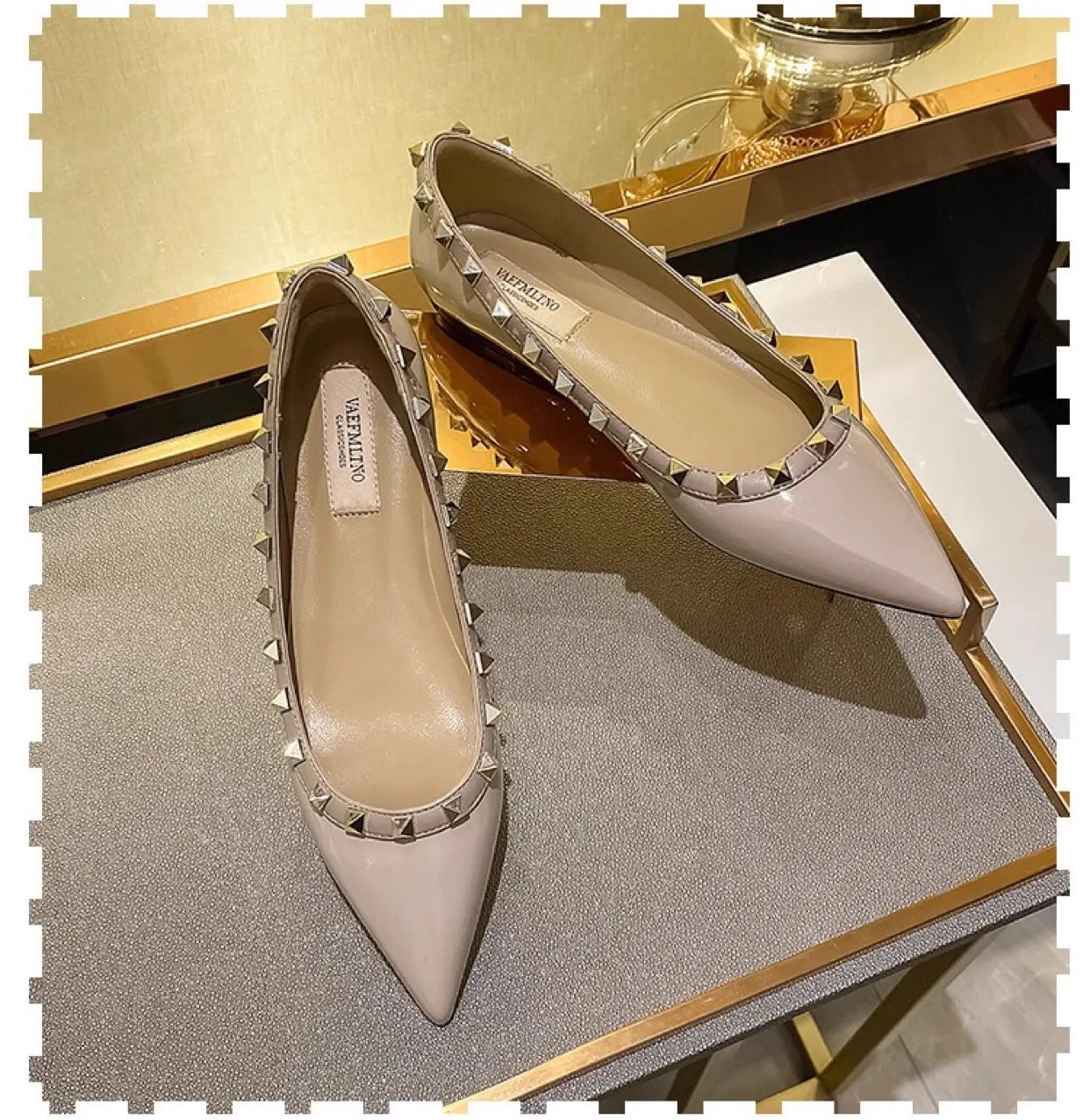 Woman Flats Pointed Toe 2025 Autumn Shallow Mouth Rivets Dress Fashion Flat Shoe Comfortable Patent Leather Outdoor Casual Shoes